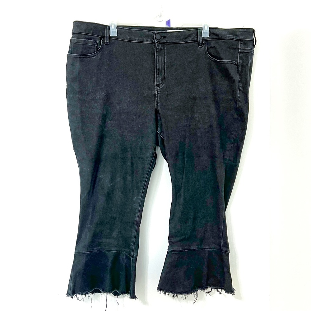 Lane Bryant Mid Rise Super Stretch Skinny Black Acid Wash Jeans